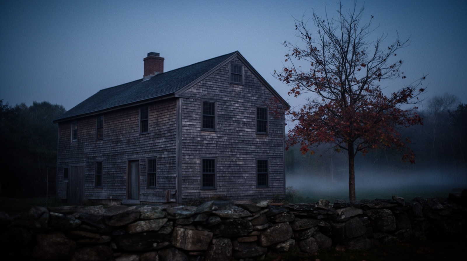 A house in the Vermont manner, at dusk